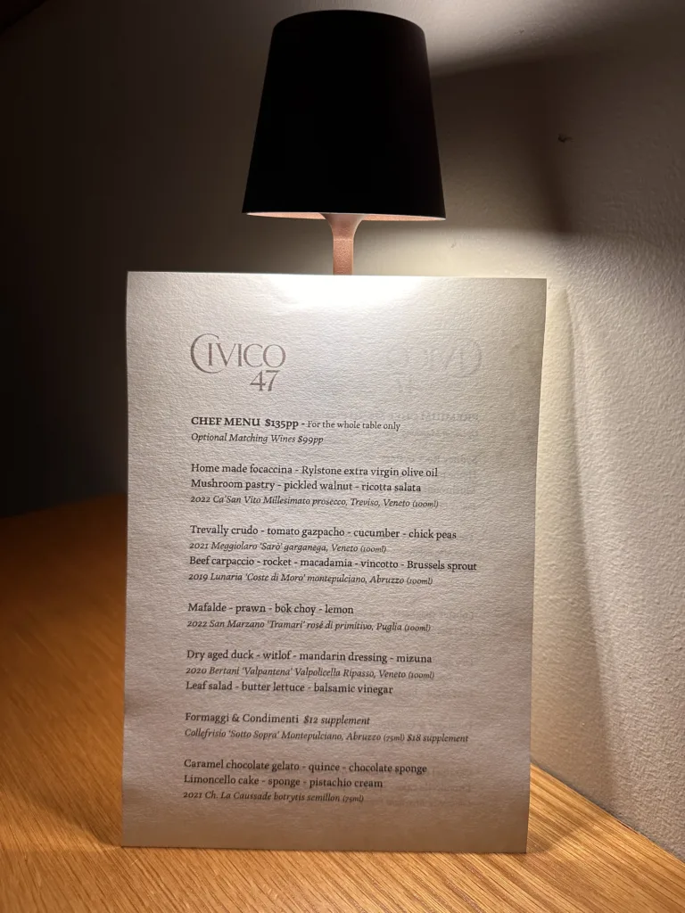 Civico 47 Chef's Menu