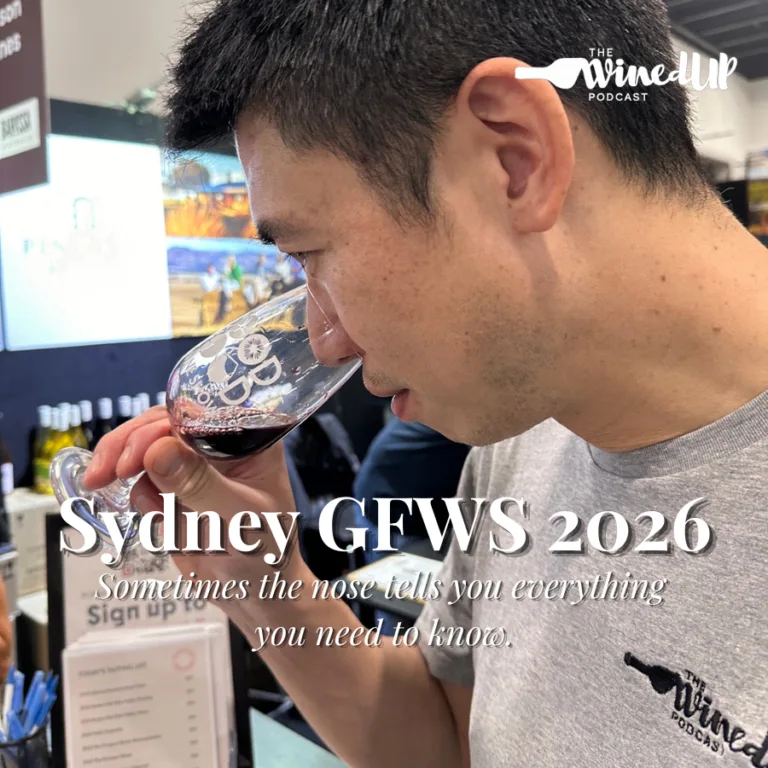 Trent smelling a glass of Barossa Shiraz at Good Food & Wine Show Sydney 2026